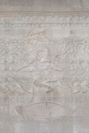 Vishnu in the centre of the bas-relief depicting The Churning of the Ocean of Milk