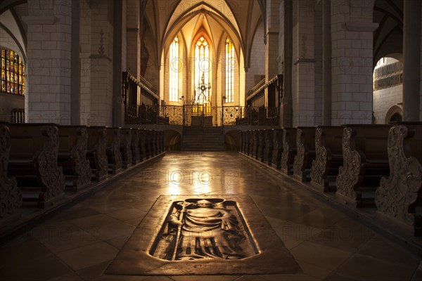 Tomb slab on the floor of the Cathedral of Our Lady