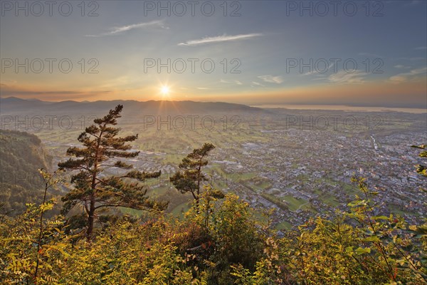 Sunset over Dornbirn seen from Karren mountain