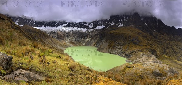 Laguna Amarilla or Laguna Collanes with the peaks of El Altar or Kapak Urku