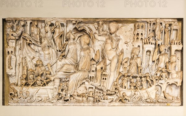 Antique relief with the depiction of a city