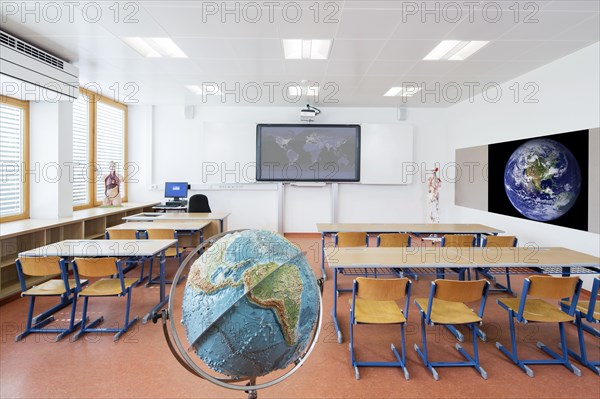 Globe in the classroom of a middle school