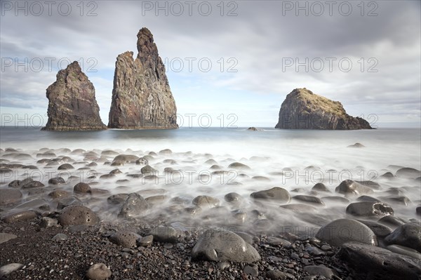 Volcanic rock formations at the cliffs near Ribeira da Janela