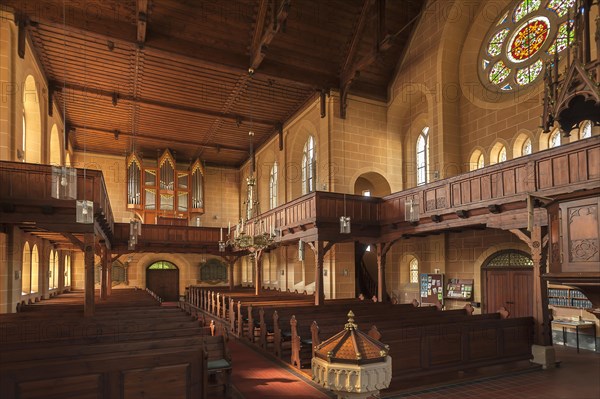 Interior with an organ loft