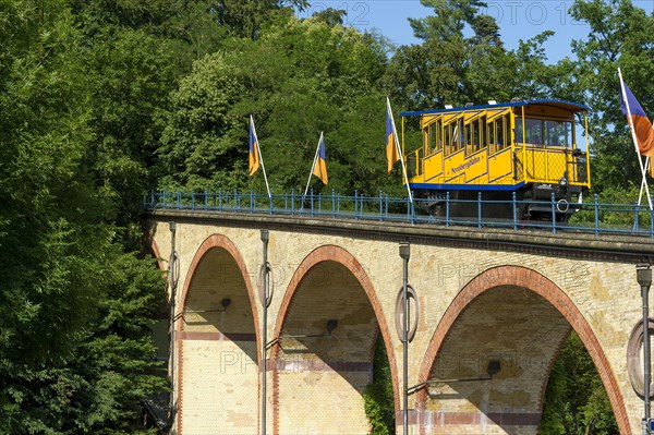 Nerobergbahn historic rack funicular from 1888 on the viaduct