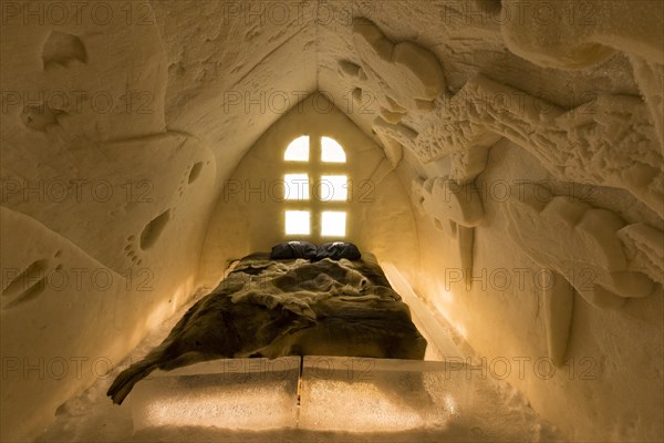 Bedroom in the Ice Hotel or Snow Hotel