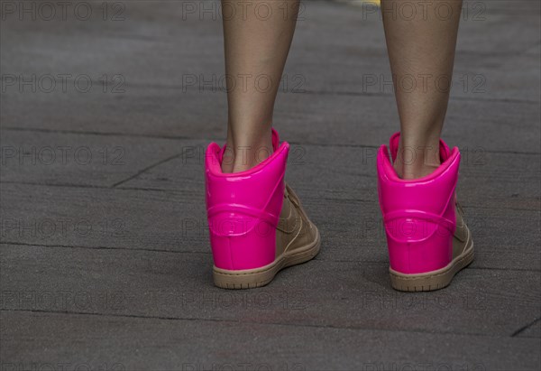 Neon pink shoes