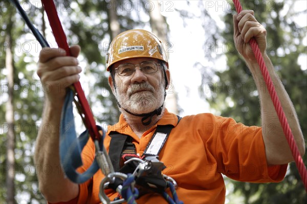 Man in a climbing park