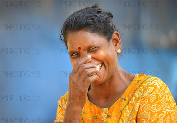 Smiling woman with a bindi