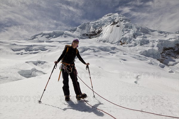 Mountaineer on Mt Nevado Tocllaraju