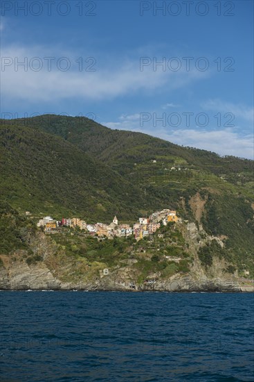 Village with colorful houses by the sea