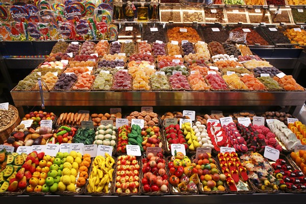 Market stall selling sweets and nuts