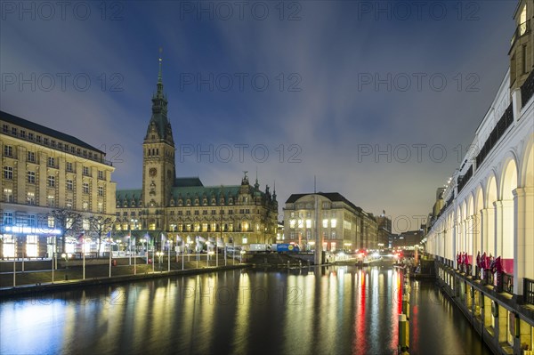 View of the town hall at night