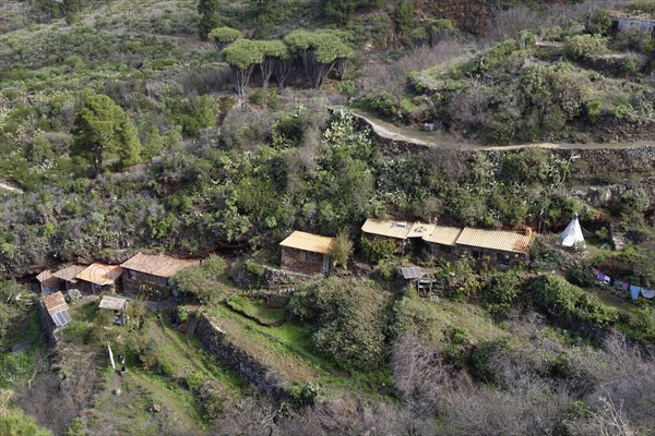 Huts built on the cliff