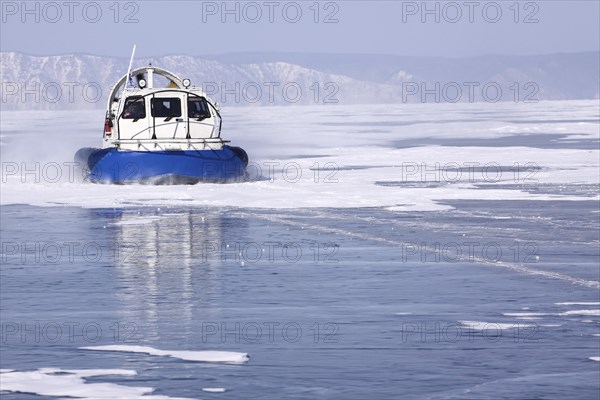 Hovercraft on the frozen Lake Baikal