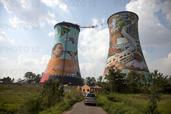 The brightly painted cooling towers of the Orlando Power Station