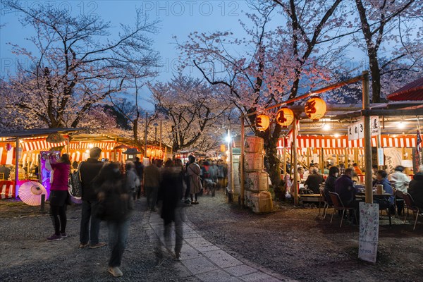 Food stalls at the cherry blossom festival