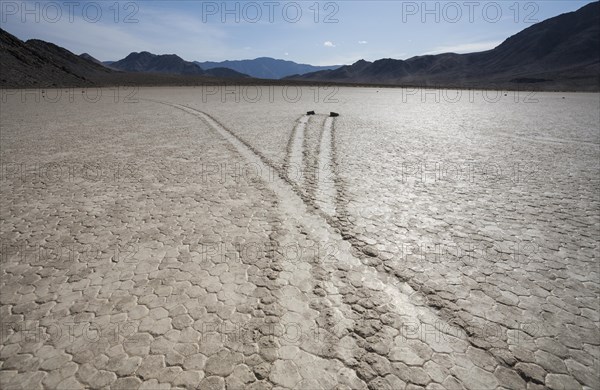 Tracks created by the mysterious moving rocks at the 'Racetrack'