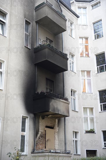 Residential house after fire at New Year's Eve