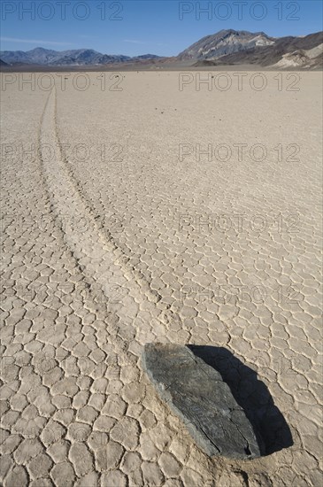 Track created by one of the mysterious moving rocks at the 'Racetrack'