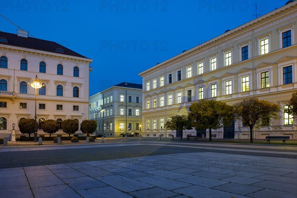 Neo-classical facades at Wittelsbacher Platz square