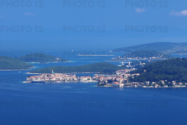 Island of Korcula with the town of Korcula