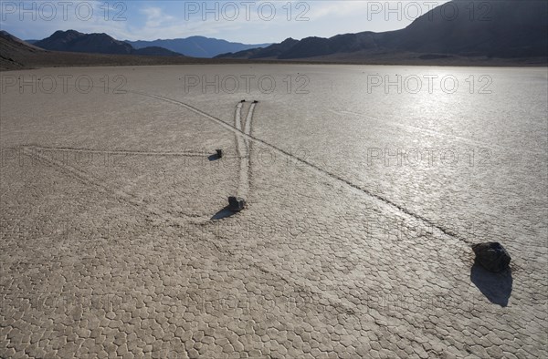 Tracks created by the mysterious moving rocks at the 'Racetrack'