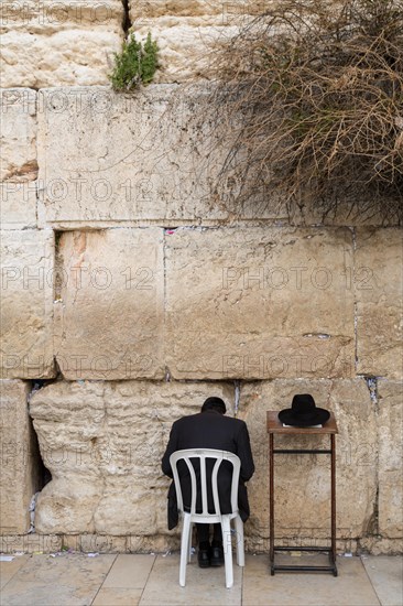 Ultra-orthodox Jew praying at the Western Wall