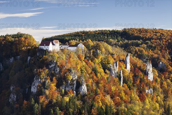 View over Danube Gorge towards Burg Wildenstein Castle