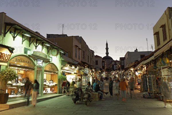 Socrates Road or Odos Sokrates with jewellery stores and souvenir shops