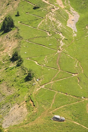 Trail zigzags to the Dent de Crolles mountain