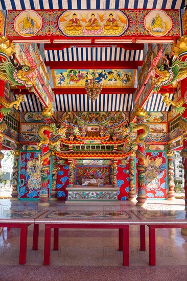 Ornate interior of the Chinese Chao Pu-Ya Shrine