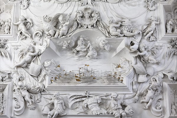 Baroque stucco relief 'Battle of Lepanto' by Giacomo Serpotta