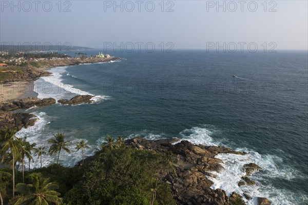 Rocky coastline north of Kovalam