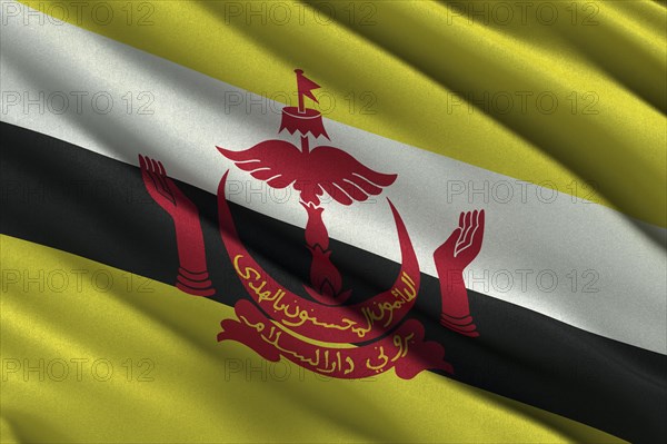 Flag of Brunei waving in the wind