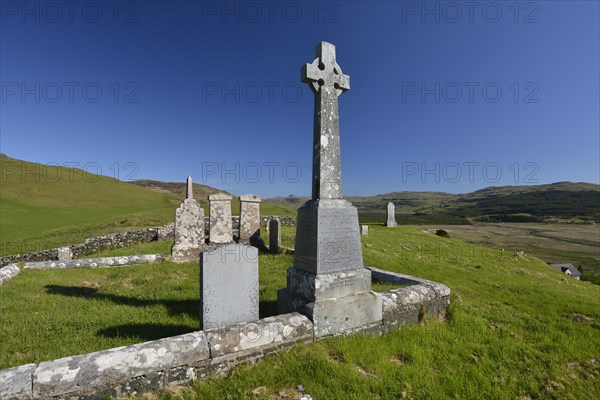 Stone cross at a Scottish cemetery