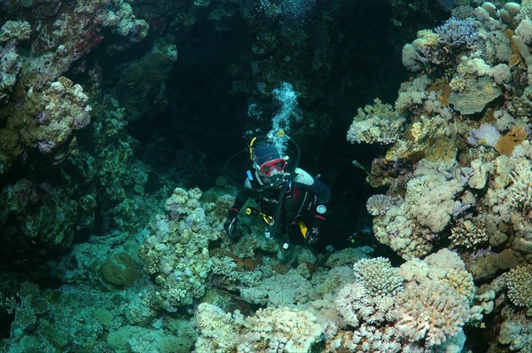 Scuba diver in a cave