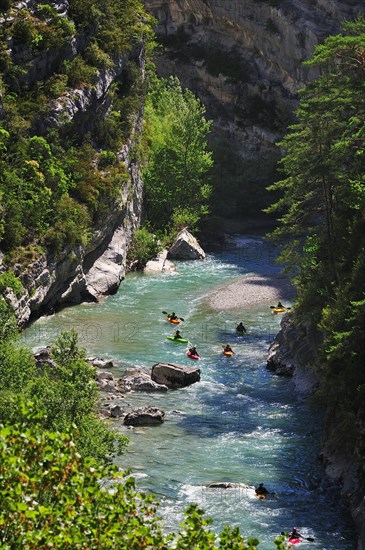 Canoeists in the Verdon Gorge