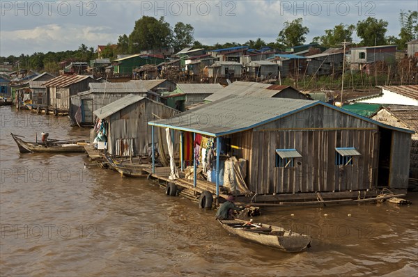 Huts of a floating slum