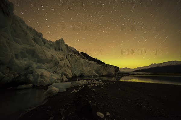 Aurora borealis over Bryn Mawr Glacier and College Fjord