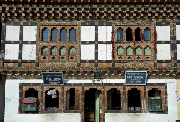 Shop in a typical Bhutanese building