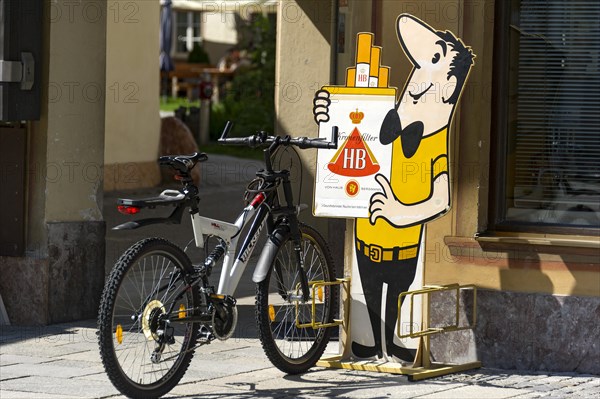 Bicycle stand with the HB-Mannchen advertising character