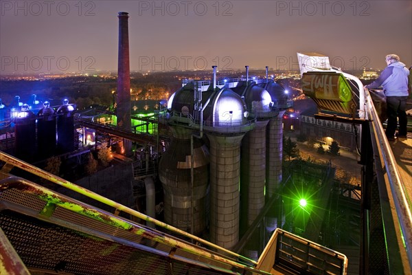 The illuminated Landschaftspark Duisburg-Nord