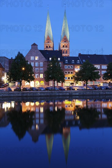 Trave river and Marienkirche church