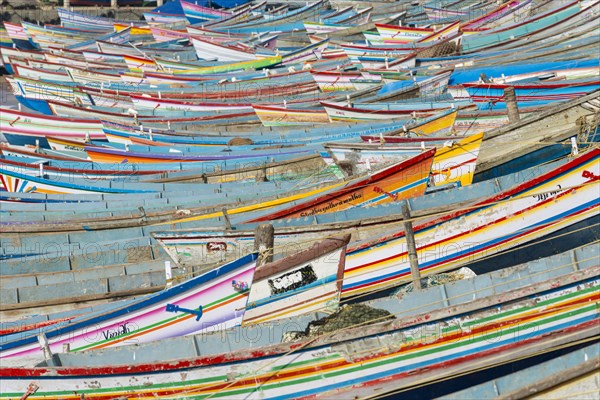 Colorful fishing boats in the harbour