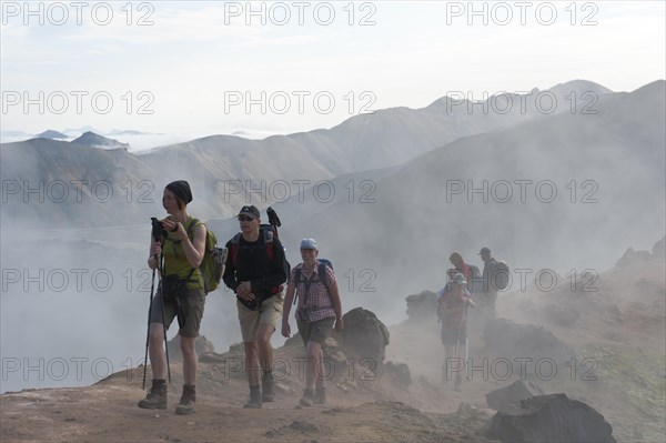 Trekking in a mountain landscape