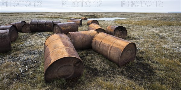 Rusty drums in the tundra