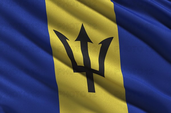 Flag of Barbados waving in the wind