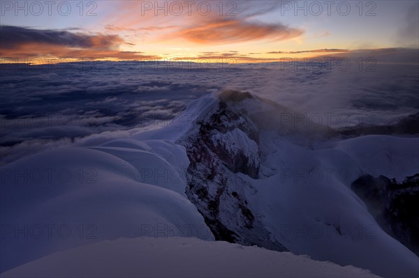 Crater of Cotopaxi Volcano at sunrise