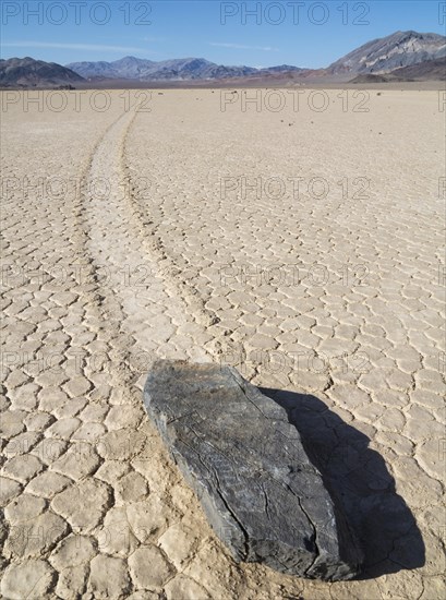 Track created by one of the mysterious moving rocks at the 'Racetrack'